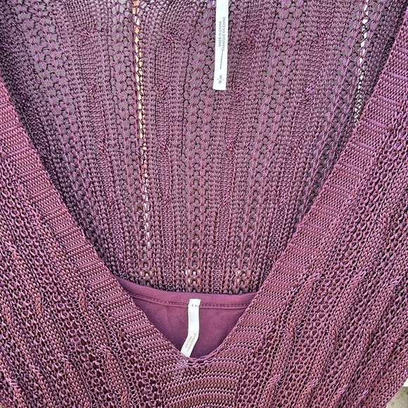 Free People Miranda Mini  Sweater Dress Very Light Open Knit Burgundy Sz Small - Picture 5 of 10